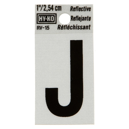 Hy-Ko 1.25In Reflective Letter J, 10PK B00383